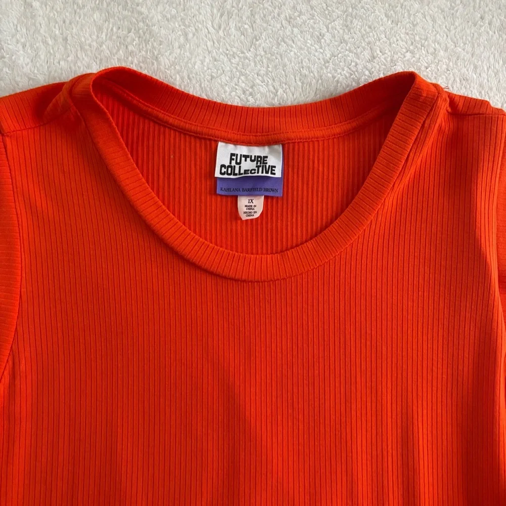 NWT Future Collective Red Orange Midi Dress Open Back Cutout XL 1X Casual - Picture 4 of 10